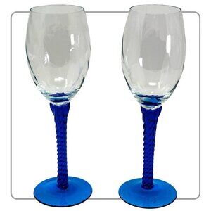 Cobalt Blue Twist Stem Crystal Glasses (set of 2)